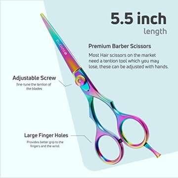Suvorna 5.5" Multicolor Hair Cutting Scissors Professional, Shears for Hair Cutting, Hair Cutting Shears, Professional Hair Scissors, Barber Scissors, Hair Shears Professional for men, women, adults.
