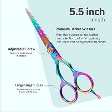 Suvorna 5.5" Multicolor Hair Cutting Scissors Professional, Shears for Hair Cutting, Hair Cutting Shears, Professional Hair Scissors, Barber Scissors, Hair Shears Professional for men, women, adults.