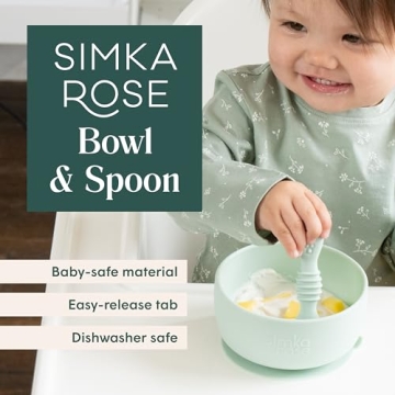 Simka Rose Baby Bowl and Spoon Set for Safe Feeding