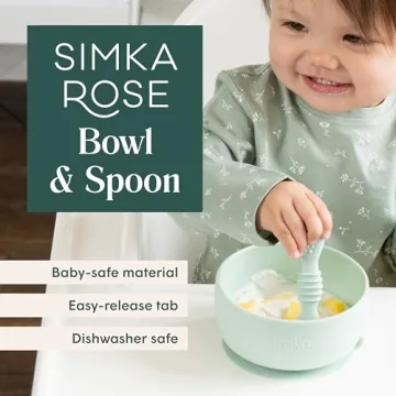 Simka Rose Baby Bowl and Spoon Set for Safe Feeding