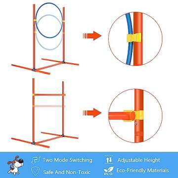 XiaZ Dog Agility Course Equipments, Obstacle Agility Training Starter Kit for Doggie, Pet Outdoor Games - Dog Tunnels, 8 Piece Weave Poles, Jumping Ring, High Jumps, Pause Box