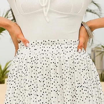 Stylish EXLURA Midi Polka Dot Skirt with Pockets
