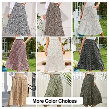 Stylish EXLURA Midi Polka Dot Skirt with Pockets