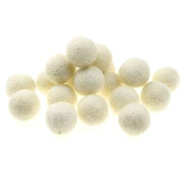 Zasy 30mm Needle Wool Felt Balls Foam Filled Wool Felt Pom Pom Home Decor DIY (White)