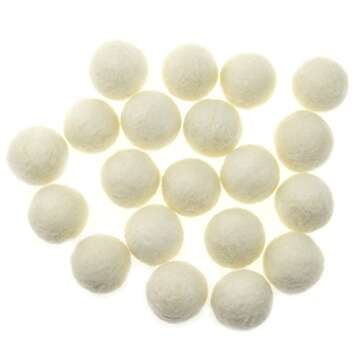 Zasy 30mm Needle Wool Felt Balls Foam Filled Wool Felt Pom Pom Home Decor DIY (White)