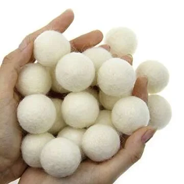 Zasy 30mm Needle Wool Felt Balls Foam Filled Wool Felt Pom Pom Home Decor DIY (White)