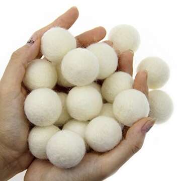 Zasy 30mm Needle Wool Felt Balls Foam Filled Wool Felt Pom Pom Home Decor DIY (White)