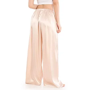 Wantschun Women's Satin Silk Lounge Pants for Comfort