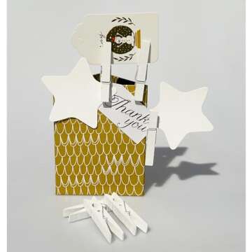 LWR CRAFTS 100 Hang Tags Star with Jute Twines 100ft (2 3/8", White)