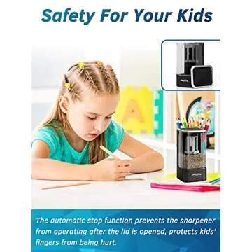 JARLINK Electric Pencil Sharpener, Auto Stop AC Adapter Operated Sharpener for No.2/Colored Pencils(6-8mm), Portable for School Classroom/Office/Home