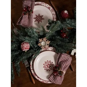Bico Holly Jolly Salad Plates - Set of 4, Microwave Safe