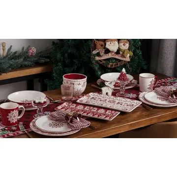Bico Holly Jolly Salad Plates - Set of 4, Microwave Safe