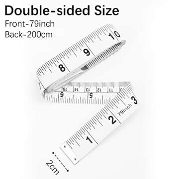 REIDEA Clothing Measure Tape Dual Sided, 79in/200cm Soft Fabric Tape Measure for Body Measurement Fi...