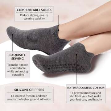 deefly Ankle Women Yoga Socks,Non Slip Grip Pilates Socks Unthickened(color set 13)