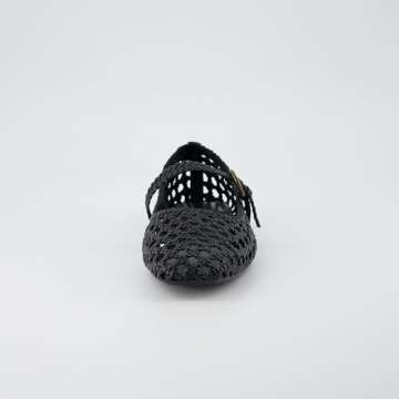 CUSHIONAIRE Women's Weston Woven Mary Jane Flat +Memory Foam, Wide Widths Available, Black Flats for Women, Black 6