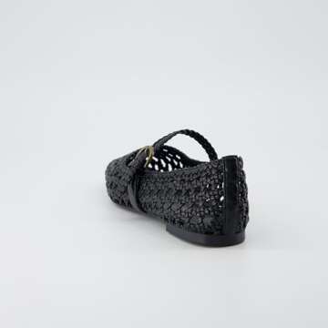 CUSHIONAIRE Women's Weston Woven Mary Jane Flat +Memory Foam, Wide Widths Available, Black Flats for Women, Black 6