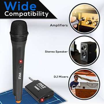 Pyle Portable VHF Wireless Microphone System - Professional Handheld Dynamic Mic for Karaoke, DJ Par...