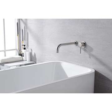 SUMERAIN Brushed Nickel Wall Mount Tub Faucet for Modern Bathrooms