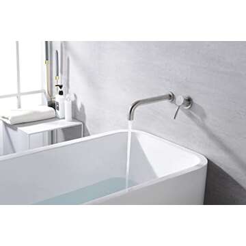 SUMERAIN Brushed Nickel Wall Mount Tub Faucet for Modern Bathrooms