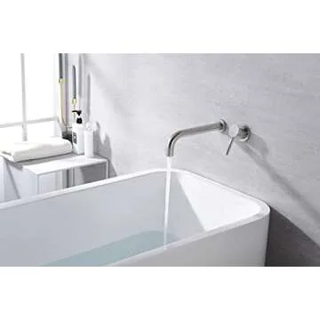 SUMERAIN Brushed Nickel Wall Mount Tub Faucet for Modern Bathrooms