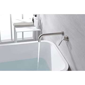 SUMERAIN Brushed Nickel Wall Mount Tub Faucet for Modern Bathrooms