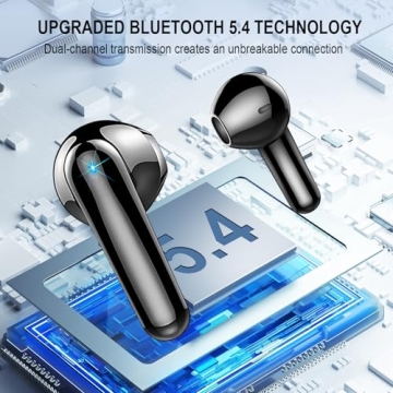Wireless Earbuds, Bluetooth 5.4 Headphones, 48H, Stereo Ear Buds, LED Display Earphones with Mic, IP...
