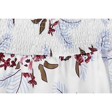 ONEYIM Women's Dress Summer Floral Long Sleeve Off Shoulder Casual Mini Dresses(White Floral,L)