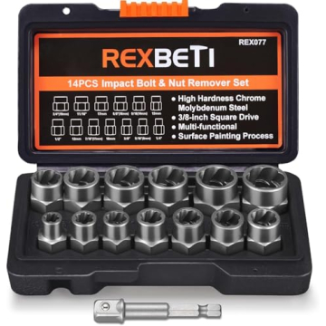 REXBETI Impact Bolt & Nut Remover Set with Case
