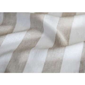 Solino Home Cabana Stripe Linen Dinner Napkins – 20 x 20 Inch, 100% Pure Linen Natural and White Napkins Set of 4 for Spring, Easter – Handcrafted and Machine Washable