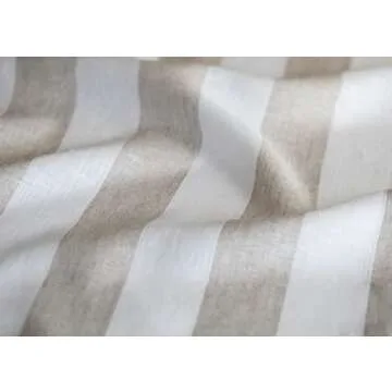 Solino Home Cabana Stripe Linen Dinner Napkins – 20 x 20 Inch, 100% Pure Linen Natural and White Napkins Set of 4 for Spring, Easter – Handcrafted and Machine Washable