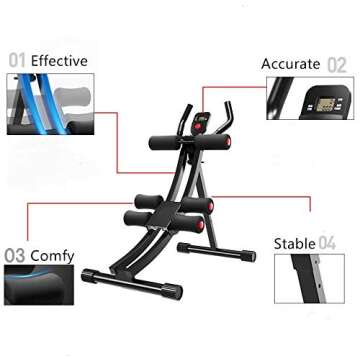 Fitlaya Fitness Core & Abdominal Trainers AB Workout Machine Home Gym Strength Training Ab Cruncher Foldable Fitness Equipment (red01)