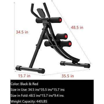 Fitlaya Fitness Core & Abdominal Trainers AB Workout Machine Home Gym Strength Training Ab Cruncher Foldable Fitness Equipment (red01)