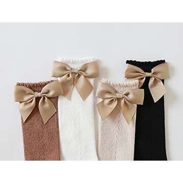 EPEIUS Baby Girls Knee High Socks with Bow for Toddlers