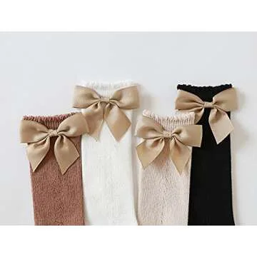 EPEIUS Baby Girls Knee High Socks with Bow for Toddlers