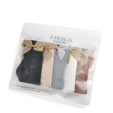 EPEIUS Baby Girls Knee High Socks with Bow for Toddlers