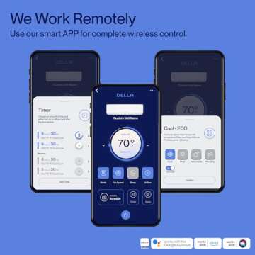 DELLA Motto Series 9000 BTU Wifi Enabled Mini Split 19 SEER2 Cools Up to 450 Sq.Ft, 115V, Works with Alexa, Air Conditioner & Heater with Pre-Charged 3/4 Ton Heat Pump (R32 Refrigerant)