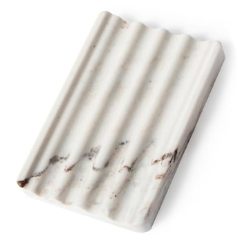 Koville Natural Marble Soap Dish for Shower, Stone Soap Tray for Bathroom, Bar Soap Holder for Sink, Stripe Grooves Soap Saver Stone Soap Dish Keep Soap Bars Dry Easy Clean(Palissandro Classico)