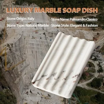 Koville Natural Marble Soap Dish for Shower, Stone Soap Tray for Bathroom, Bar Soap Holder for Sink, Stripe Grooves Soap Saver Stone Soap Dish Keep Soap Bars Dry Easy Clean(Palissandro Classico)