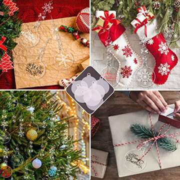 24 Pack Christmas Tree Ornaments Set - 3 Inch Clear Acrylic Flat Disc Ornaments DIY Christmas Crafts...