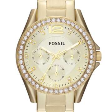 Fossil Riley Quartz Multifunction Watch Gold Glitz ES3203