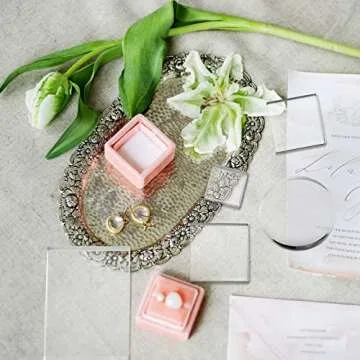 Amyhill 6 Pcs Acrylic Blocks Wedding Flat Lay Props Acrylic Styling Photography Clear Stamp Display Block Set Props Wedding for Scrapbooking Crafts(Square, Round)