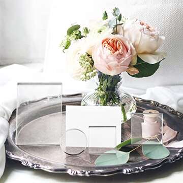 Amyhill 6 Pcs Acrylic Blocks Wedding Flat Lay Props Acrylic Styling Photography Clear Stamp Display Block Set Props Wedding for Scrapbooking Crafts(Square, Round)