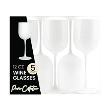 PLASTICPRO Elegant Plastic Wine Glasses Set of 5 for Events