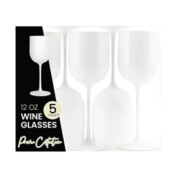 PLASTICPRO Elegant Plastic Wine Glasses Set of 5 for Events