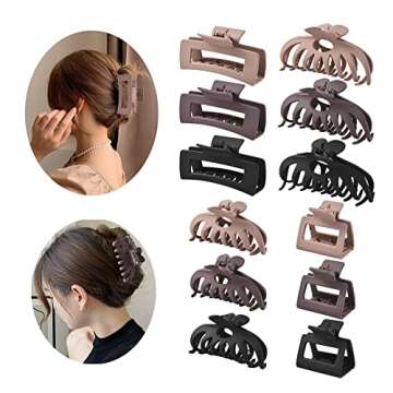 12 Pack Hair Claw Clips include 4.1 inch Large Clip and 2 inch Small Clip for Thick Thin Hair, Stron...