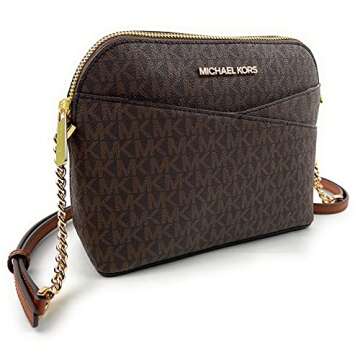 Michael Kors Jet Set Medium Crossbody Leather Handbag (BROWN)