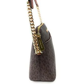 Michael Kors Jet Set Medium Crossbody Leather Handbag (BROWN)