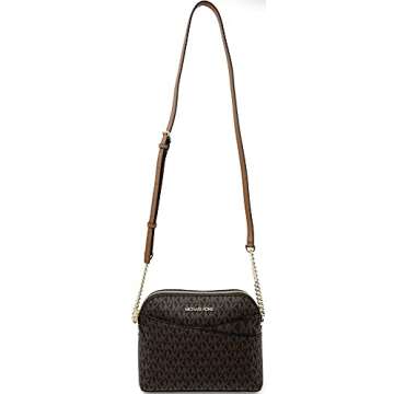 Michael Kors Jet Set Medium Crossbody Leather Handbag (BROWN)