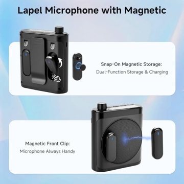 Wireless Voice Amplifier with Dual Microphones for Professionals