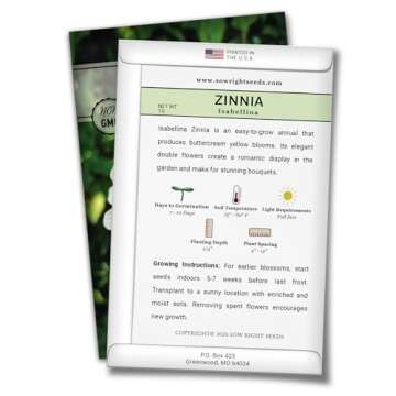 Sow Right Seeds - Isabellina Zinnia Seeds for Planting - Non-GMO Heirloom Packet to Plant & Grow an ...